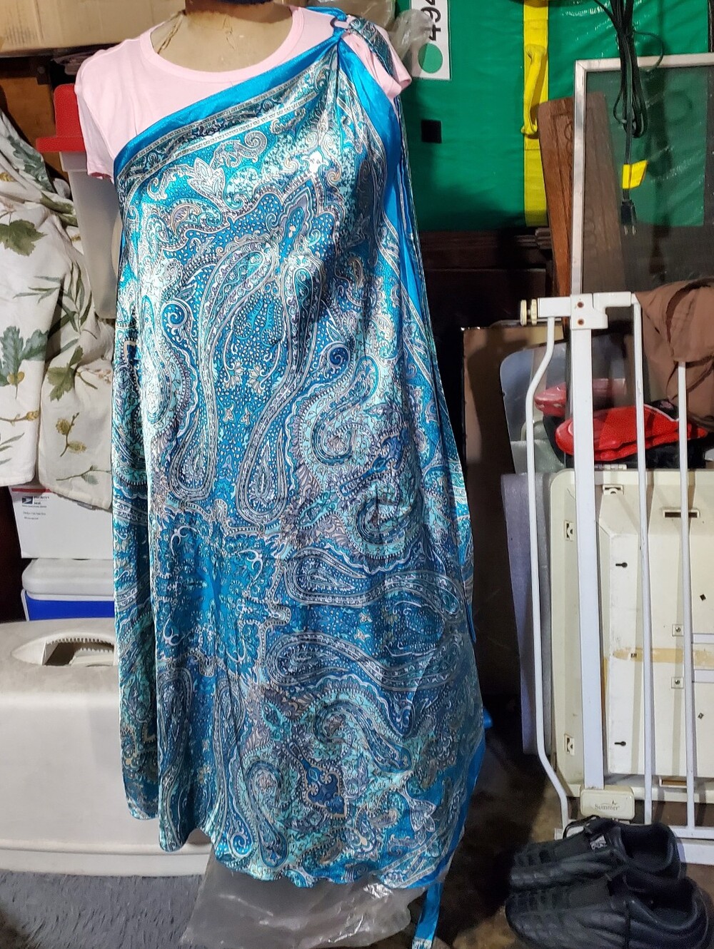 Y2K Vintage Poncho Alert- Revue Paisley Poncho Off the shoulder, 100% Polyester